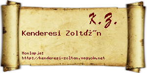 Kenderesi Zoltán névjegykártya