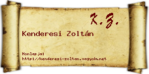 Kenderesi Zoltán névjegykártya